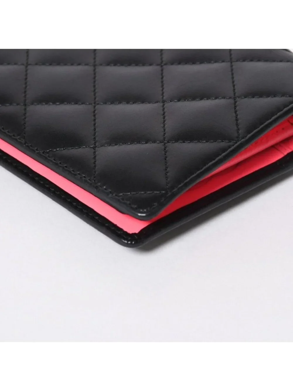 Chanel Cambon Line Wallet CC Logo Patch Calfskin Black Pink Silver